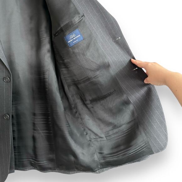 Brooks Brothers 346 Wool Stretch Charcoal Gray Pin Stripe Blazer Men's 46L - Picture 9 of 14